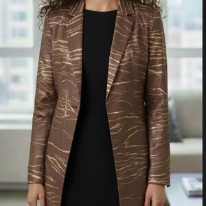 Brown and Gold Animal Print Blazer